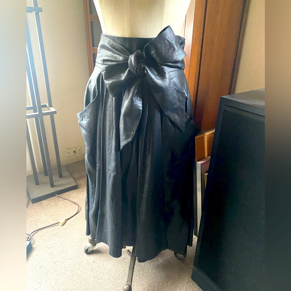 Sonia Rykiel dramatic tie waist circle skirt black 42
